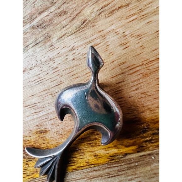 Vintage Modernist Sterling Silver Bird Pendant 6g Signed 1.6” Mid Century - Picture 5 of 9